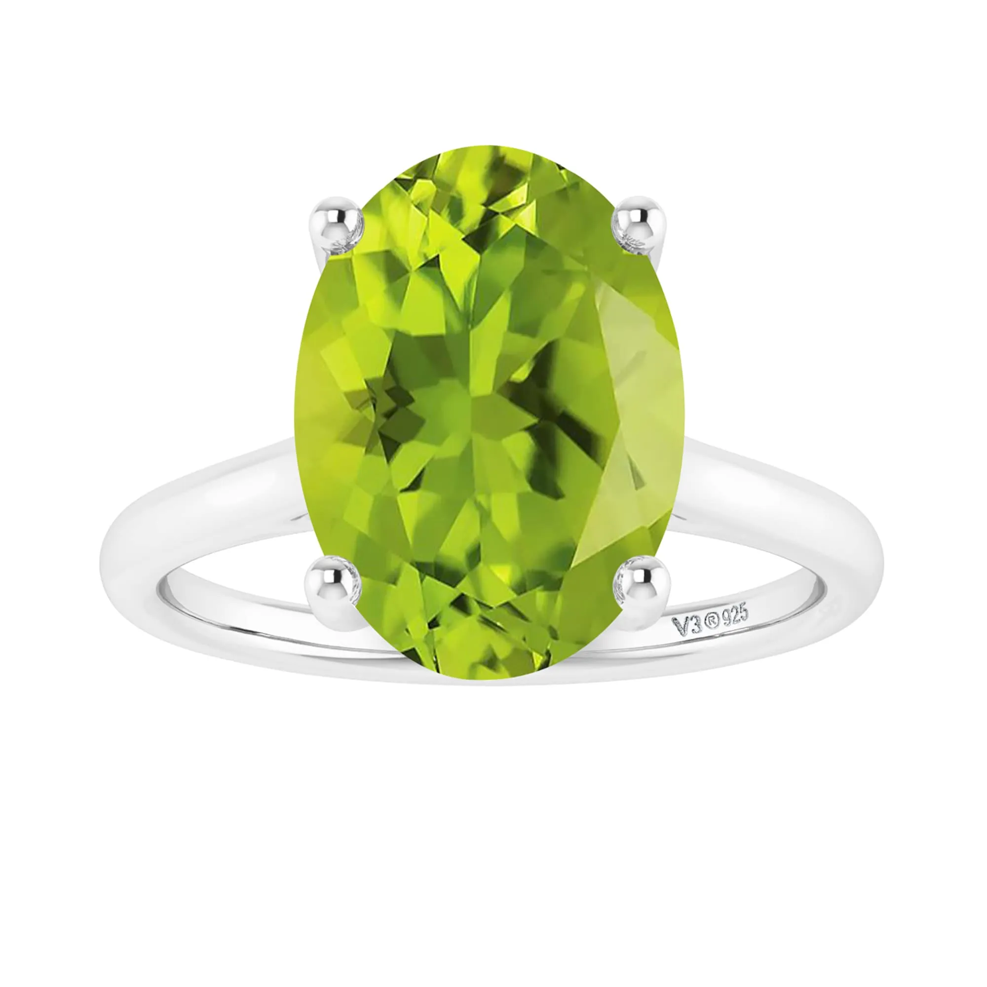 2.60CT Oval Shape Natural Peridot Sterling Silver Solitaire Ring sold by Zulily
