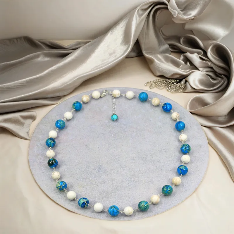 MGR Women's Mixed Stone Hand Wired Wrapped Imperial Jasper & White Magnesite Necklace sold by Zulily