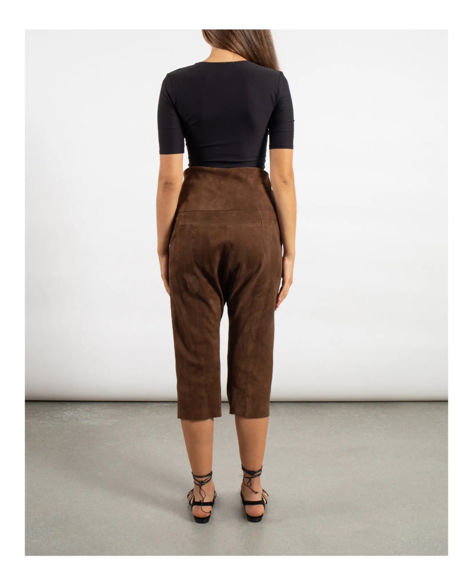 Saint Laurent Cropped Suede Droped Shorts sold by Zulily product image thumbnail 5