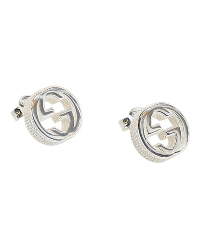 Gucci Interlocking G Textured Silver Stud Earrings sold by Zulily