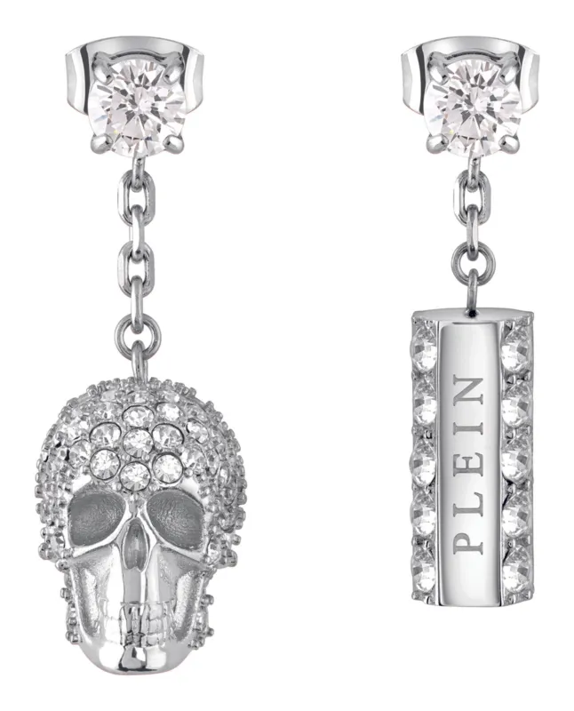 Philipp Plein Sliding $kull Crystal Dangle Earrings made by Philipp Plein