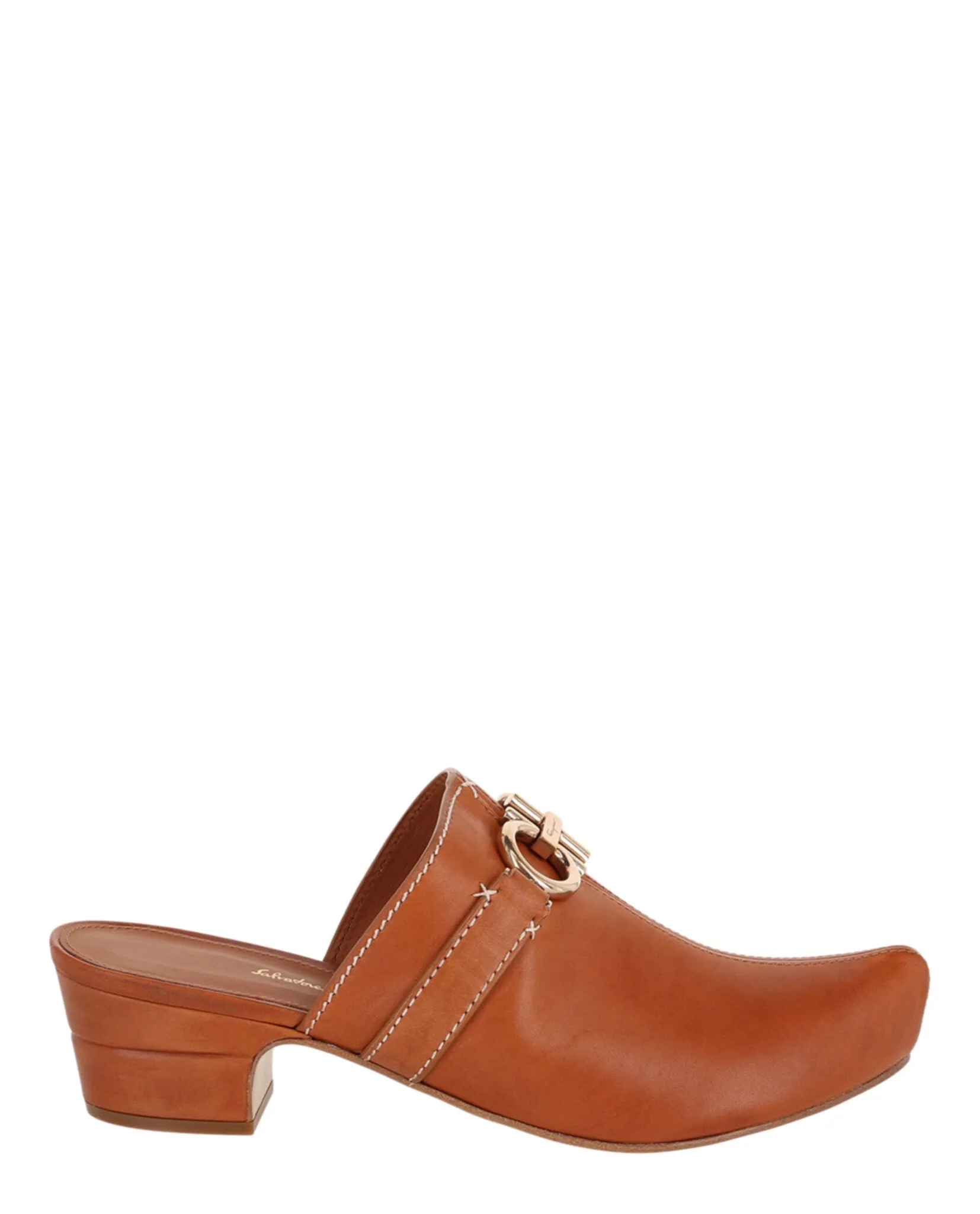Ferragamo Phobos Leather Mules sold by Zulily