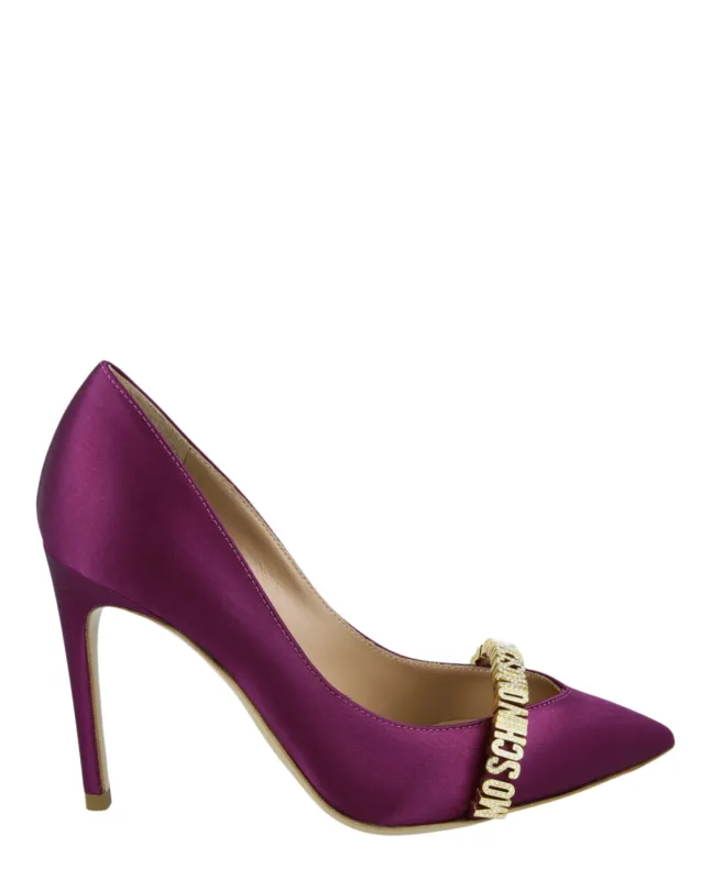 Moschino Logo Lettering Satin Pumps sold by Zulily