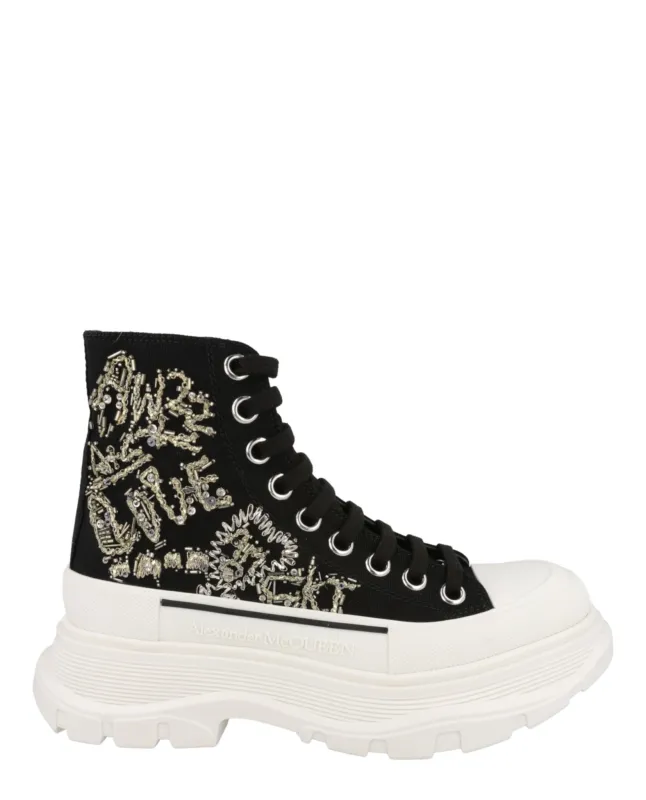 Alexander McQueen Crystal Embellished Tread Slick Boots sold by Zulily
