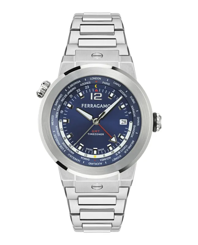 Ferragamo F-80 GMT Worldtime Bracelet Watch sold by Zulily