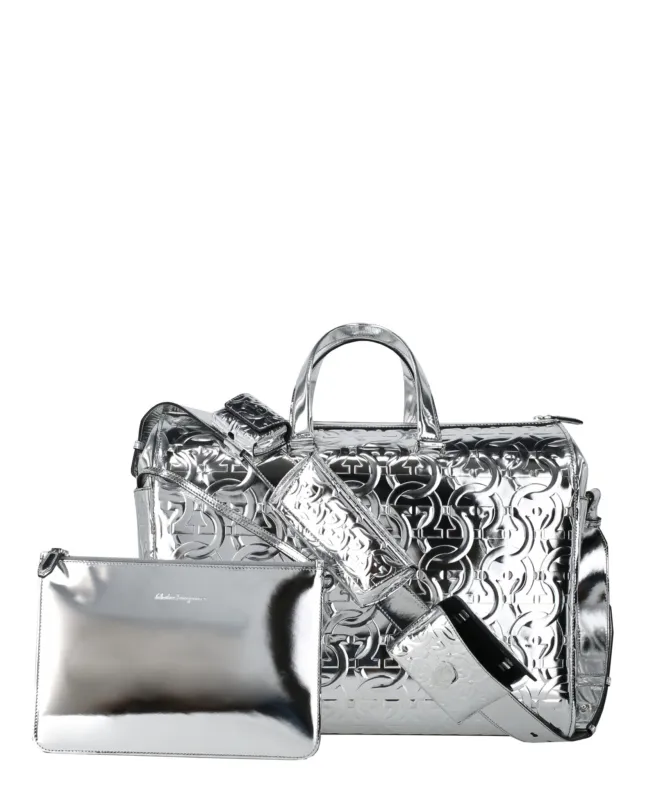 Ferragamo Brooklyn Monogram Metallic Leather Tote sold by Zulily