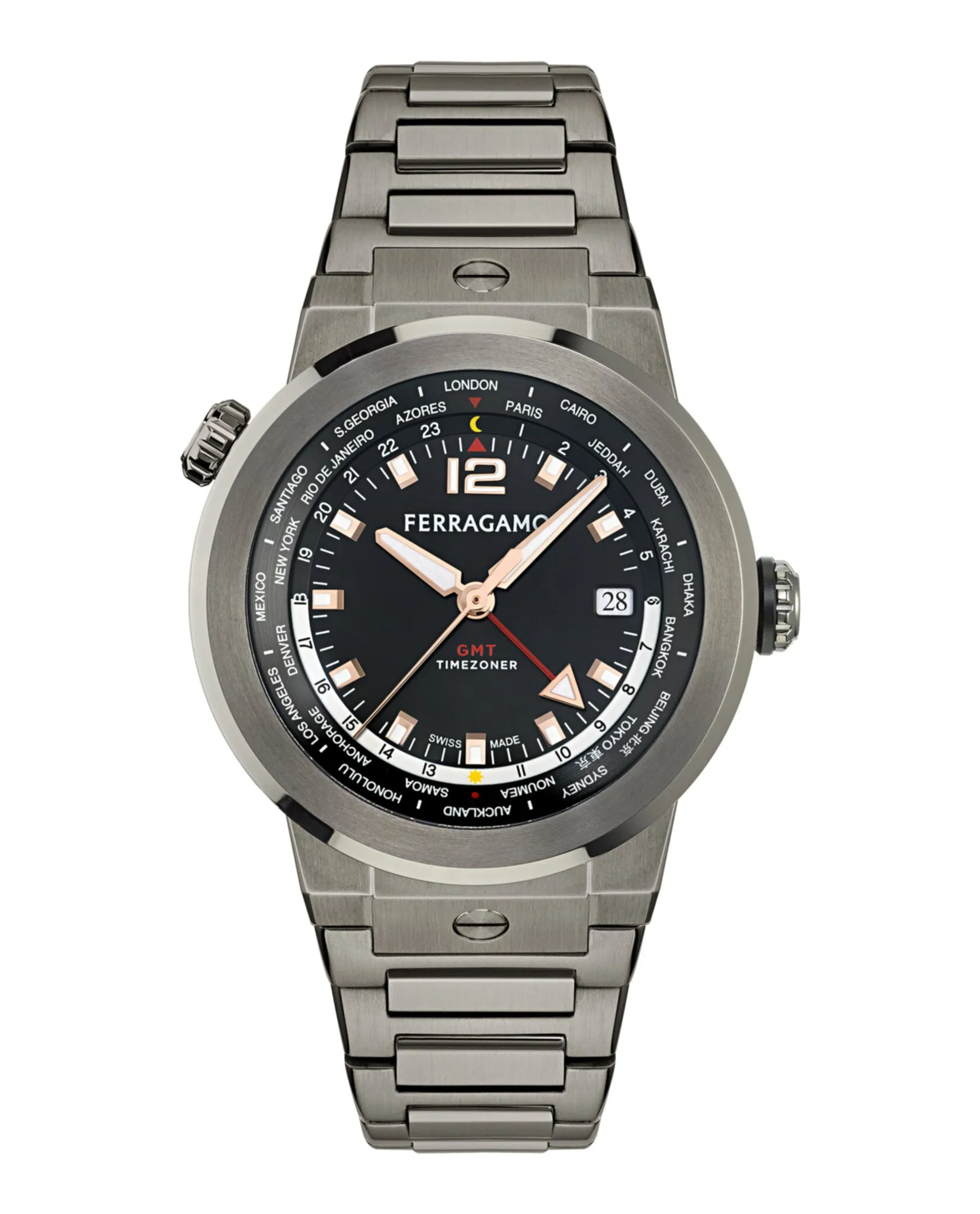 Ferragamo F-80 GMT Worldtime Bracelet Watch sold by Zulily