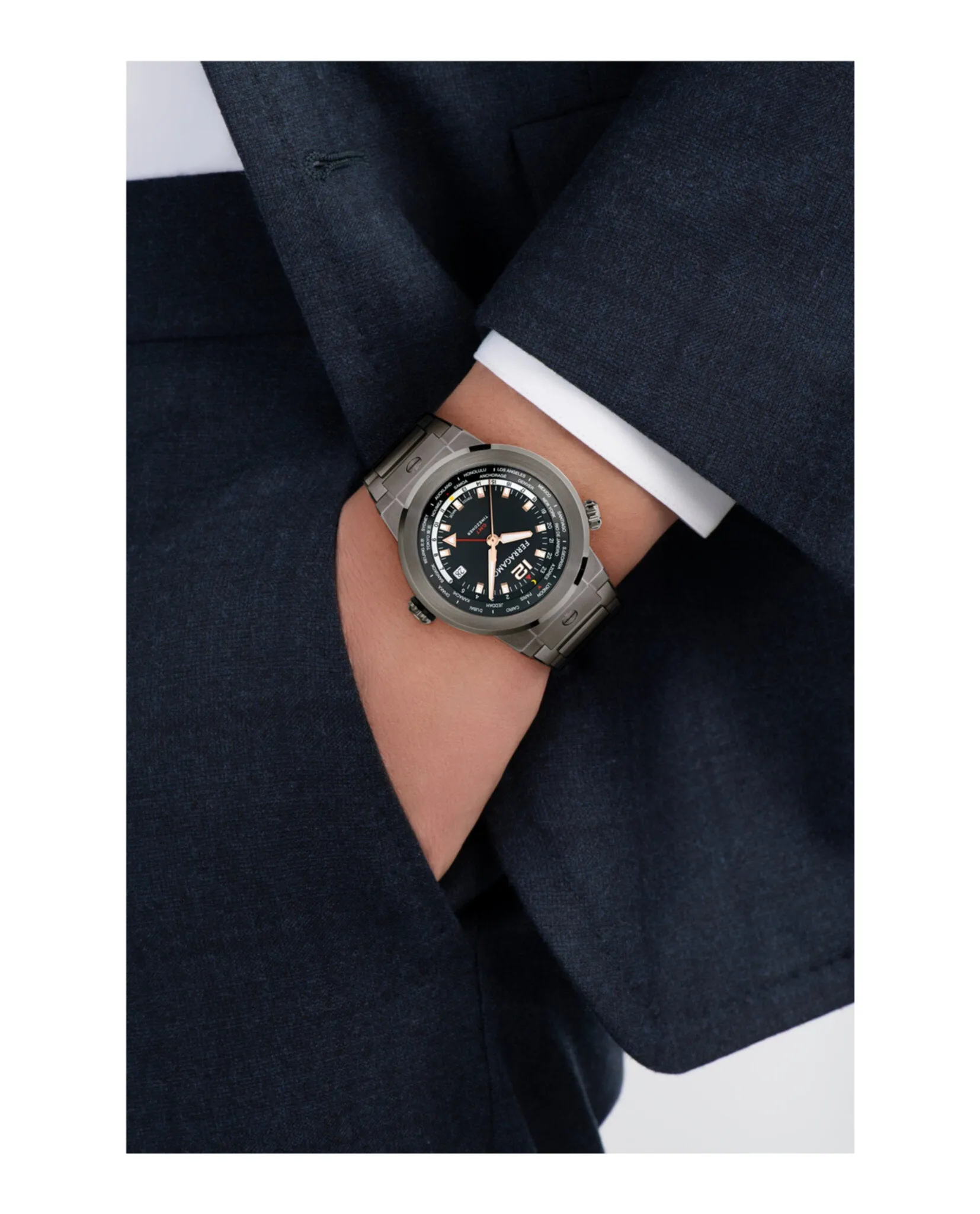 Ferragamo F-80 GMT Worldtime Bracelet Watch sold by Zulily product image thumbnail 5