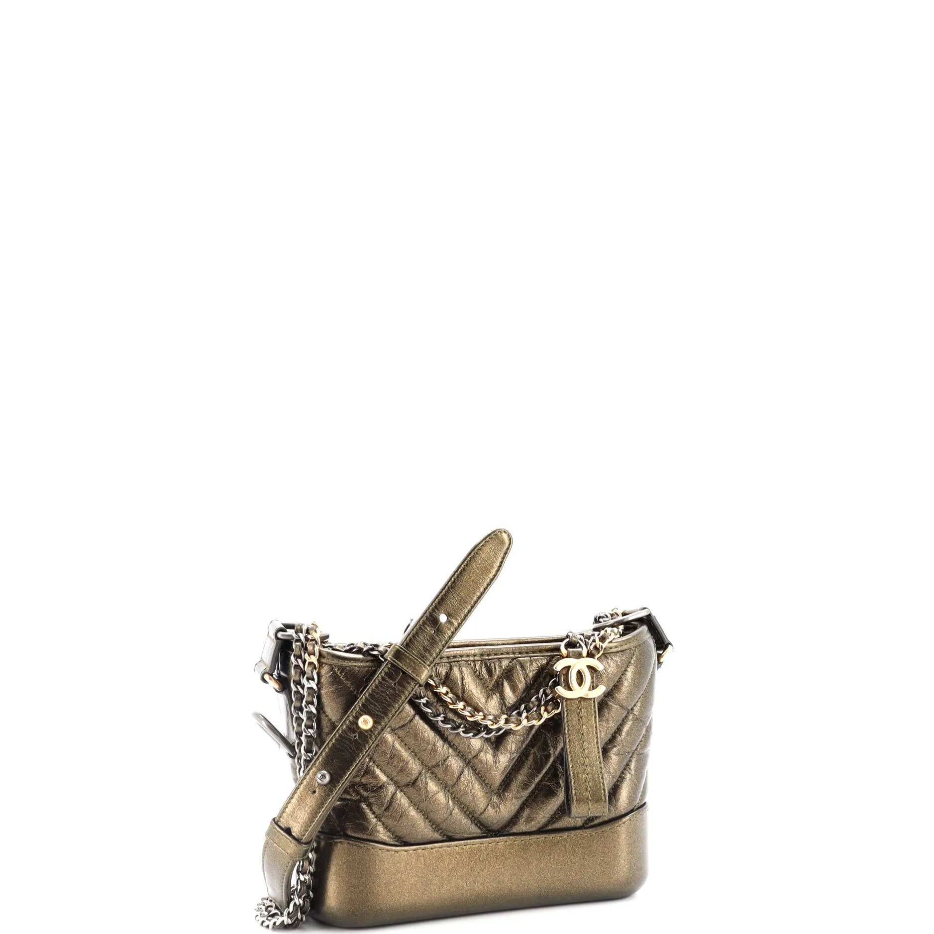 Pre-Loved Chanel Gabrielle Hobo Chevron Metallic Aged Calfskin Small sold by Zulily product image thumbnail 2