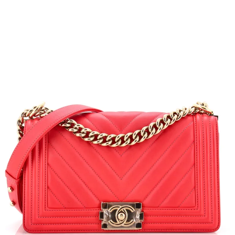 Pre-Loved Chanel Boy Flap Bag Chevron Lambskin Old Medium sold by Zulily