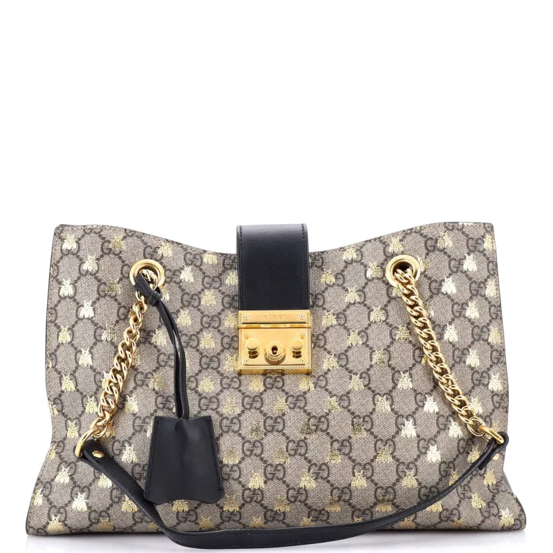 Pre-Loved Gucci Padlock Chain Tote Printed GG Coated Canvas Medium sold by Zulily