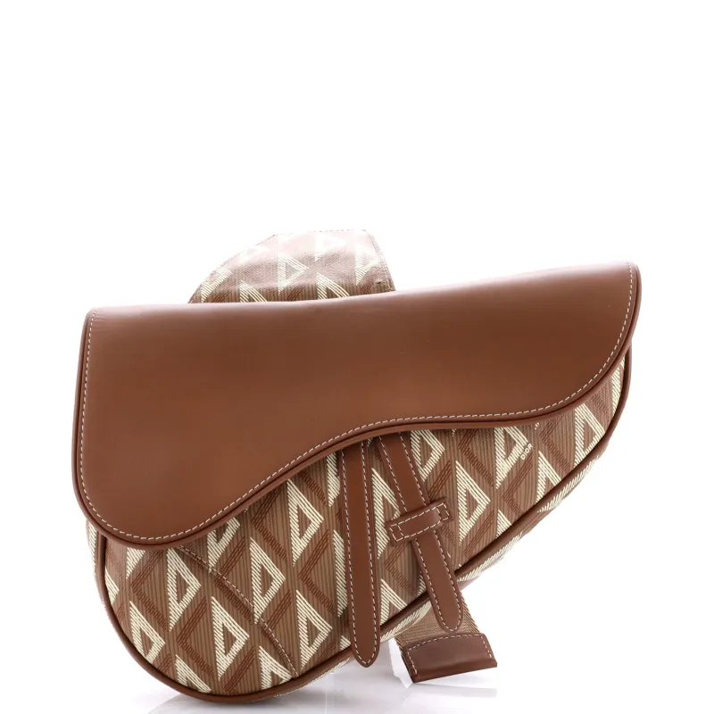 Pre-Loved Christian Dior Saddle Crossbody Bag CD Diamond Coated Canvas and Leather sold by Zulily