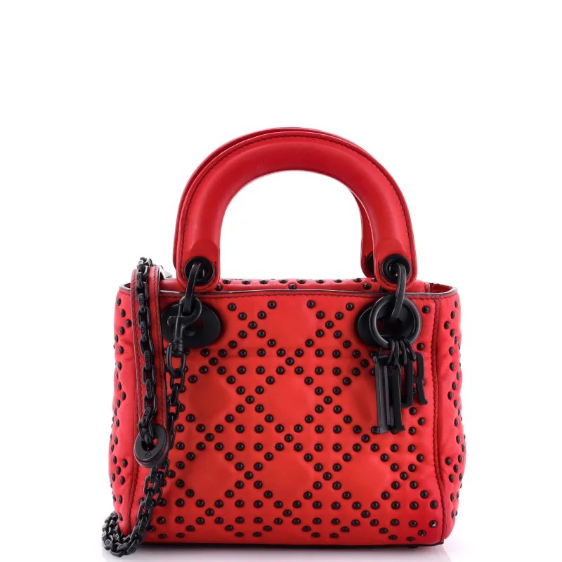 Pre-Loved Christian Dior Lady Dior Chain Bag Cannage Studded Calfskin Mini sold by Zulily