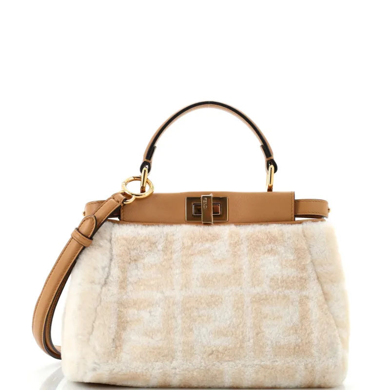 Pre-Loved Fendi Peekaboo Bag Zucca Shearling Mini sold by Zulily