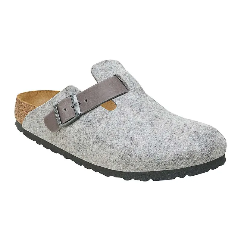 Birkenstock Boston Natural Leather Felt Clogs sold by Zulily