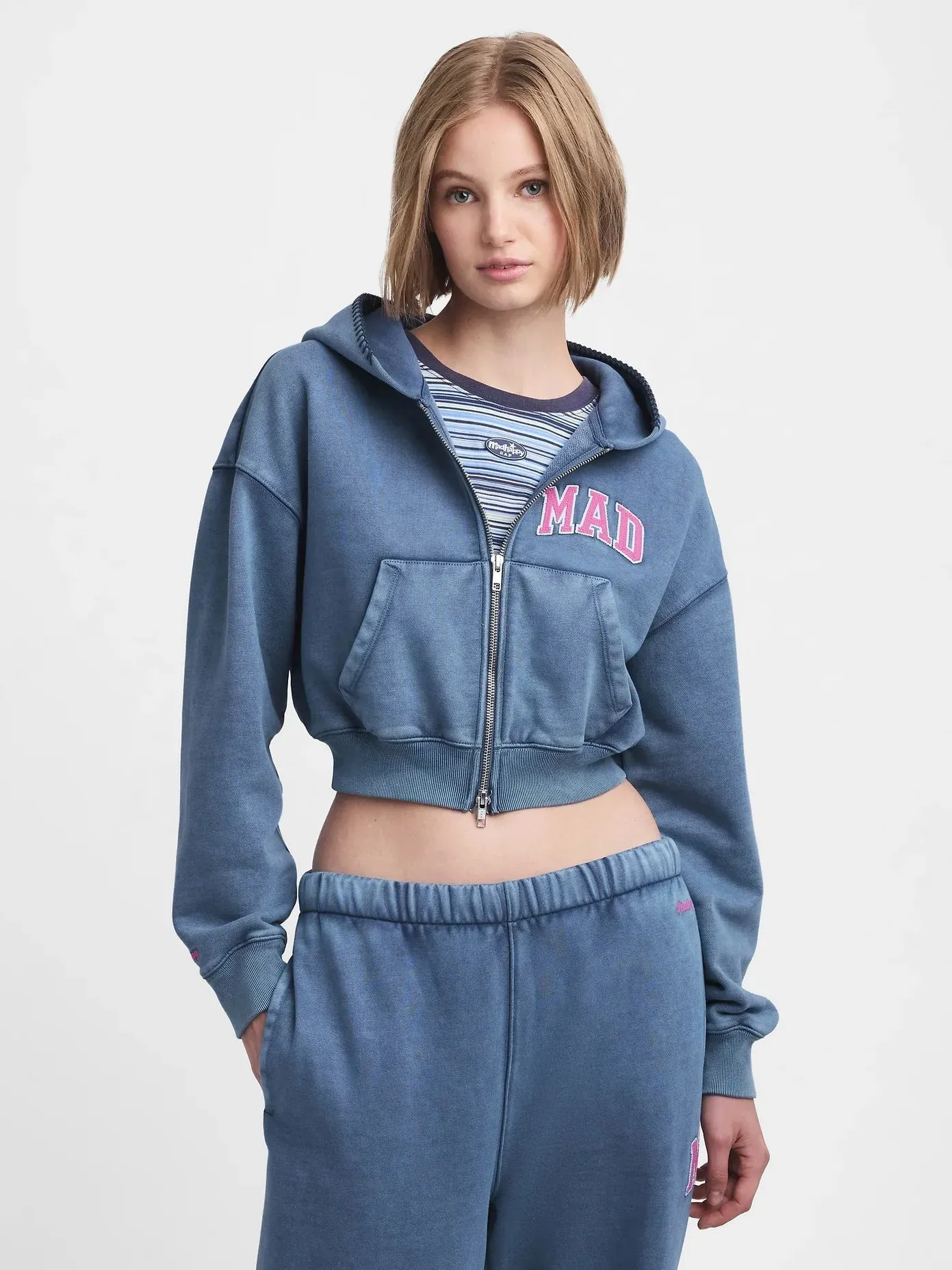 Gap - MadHappy - Full Zip Cropped Mad Hoodie - Navy sold by Zulily product image thumbnail 2