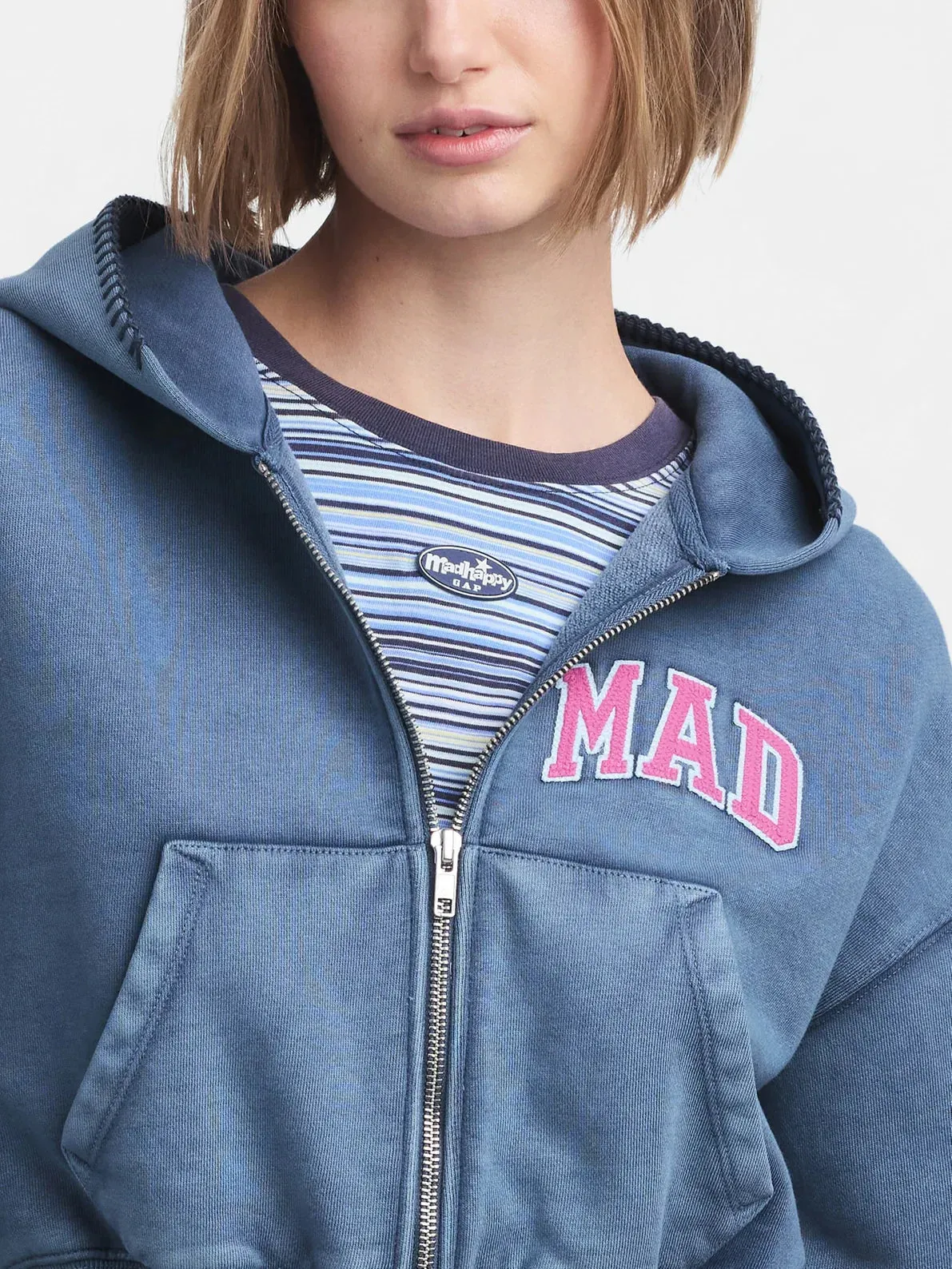 Gap - MadHappy - Full Zip Cropped Mad Hoodie - Navy sold by Zulily product image thumbnail 3