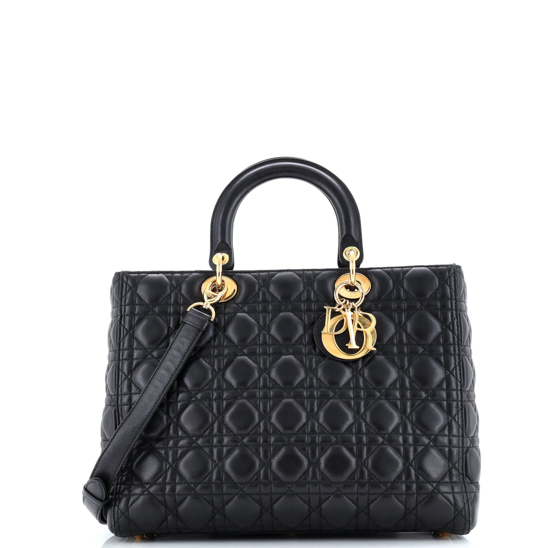 Pre-Loved Christian Dior Lady Dior Bag Cannage Quilt Lambskin Large sold by Zulily