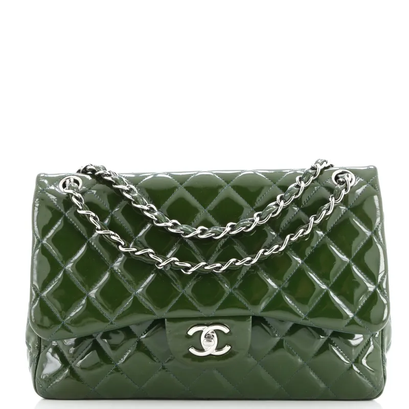 Pre-Loved Chanel Classic Double Flap Bag Quilted Patent Jumbo sold by Zulily