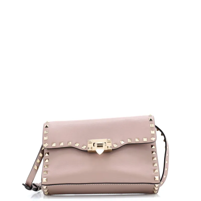 Pre-Loved Valentino Rockstud Flip Lock Flap Bag Leather Medium sold by Zulily