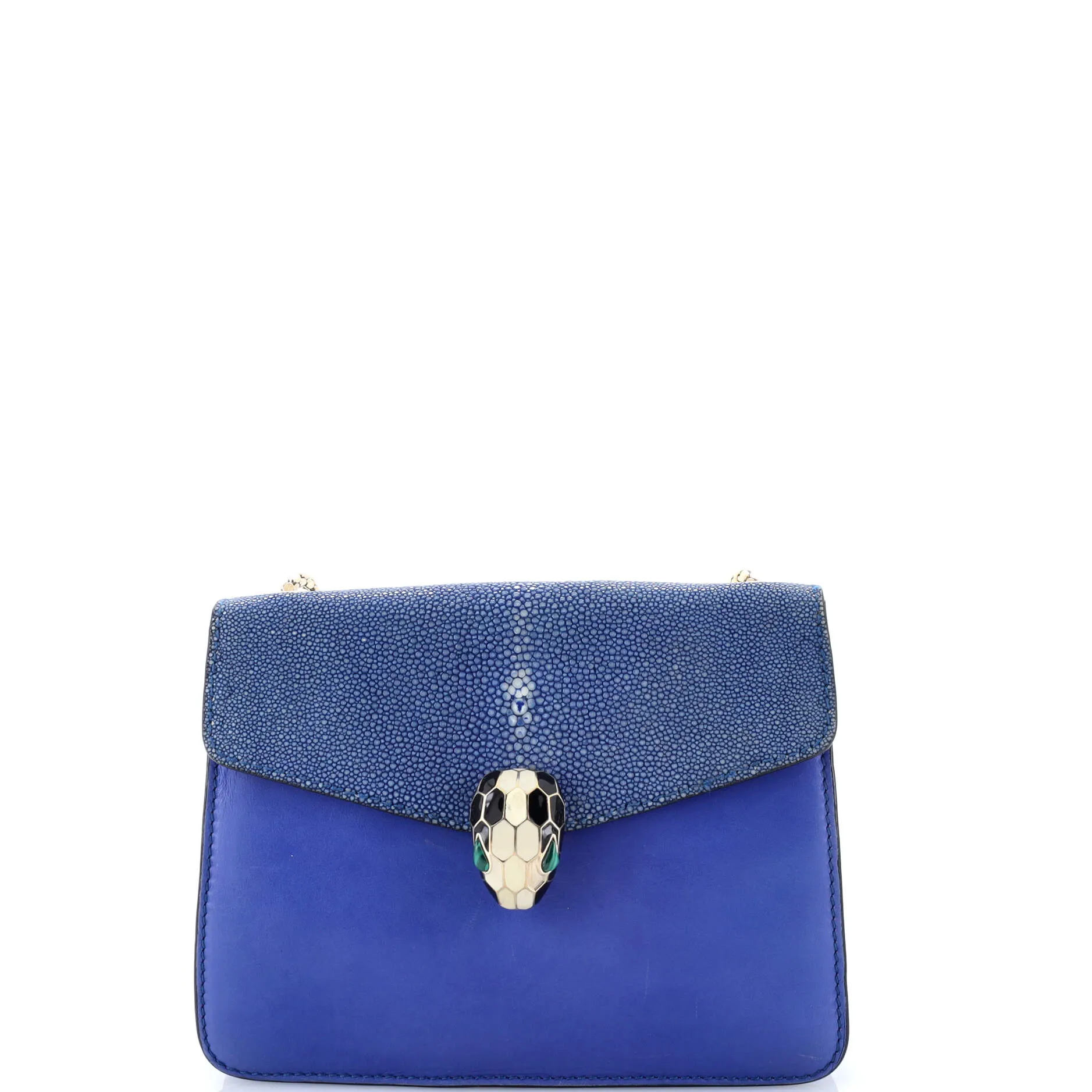 Pre-Loved Bvlgari Serpenti Forever Square Shoulder Bag Leather and Stingray Small sold by Zulily