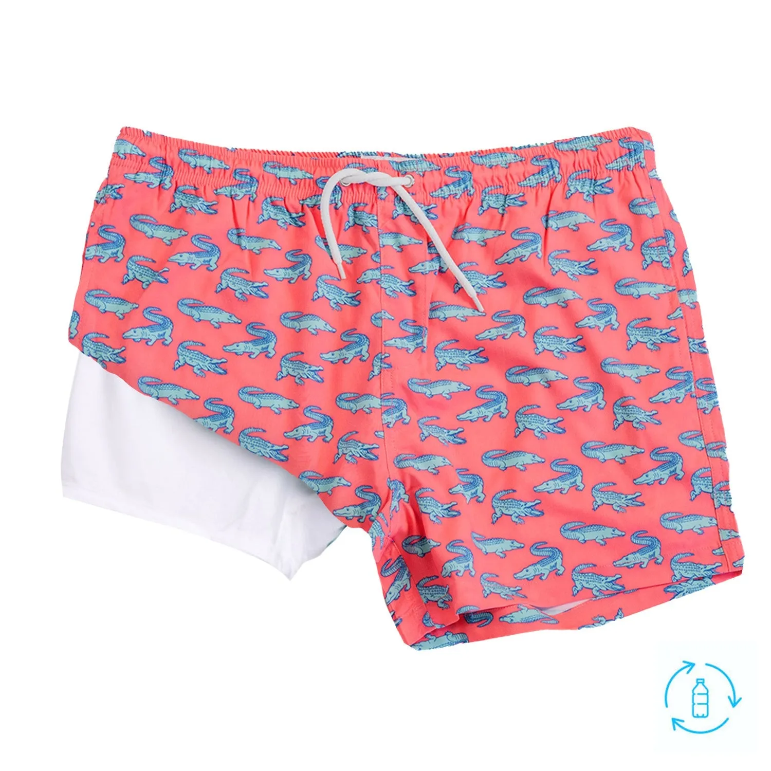 Bermies Crocodile Swim Trunks sold by Zulily