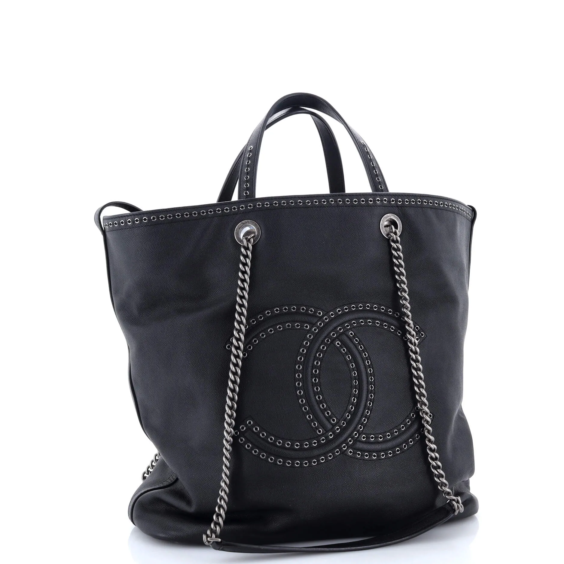 Pre-Loved Chanel Coco Eyelets Shopping Tote Caviar Large sold by Zulily product image thumbnail 2