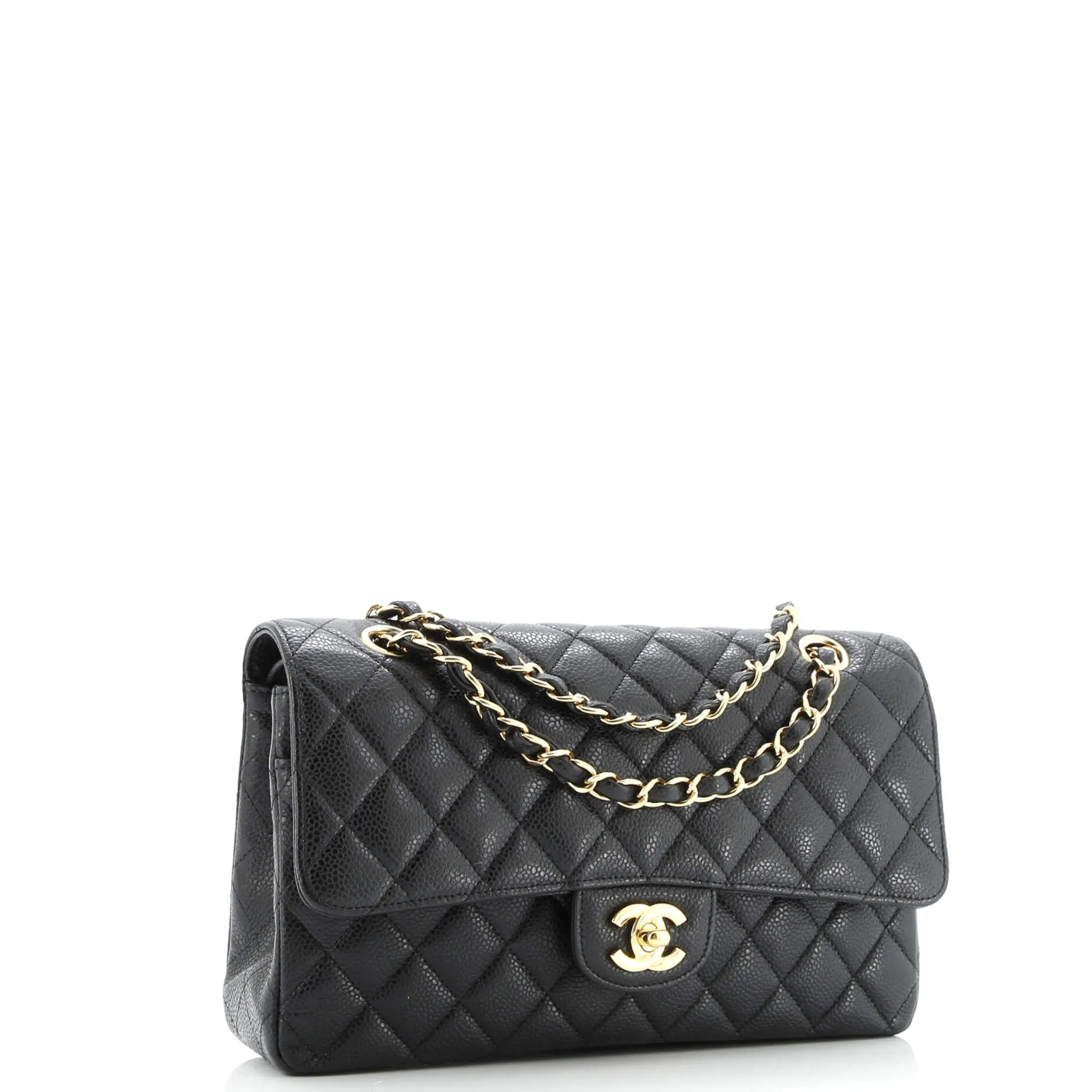 Pre-Loved Chanel Classic Double Flap Bag Quilted Caviar Medium sold by Zulily product image thumbnail 3