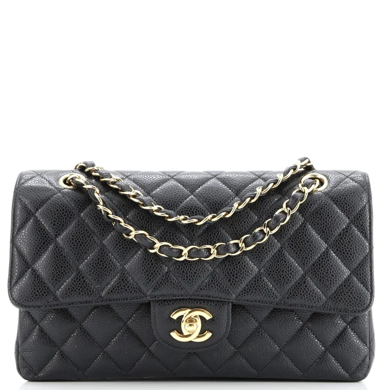 Pre-Loved Chanel Classic Double Flap Bag Quilted Caviar Medium sold by Zulily
