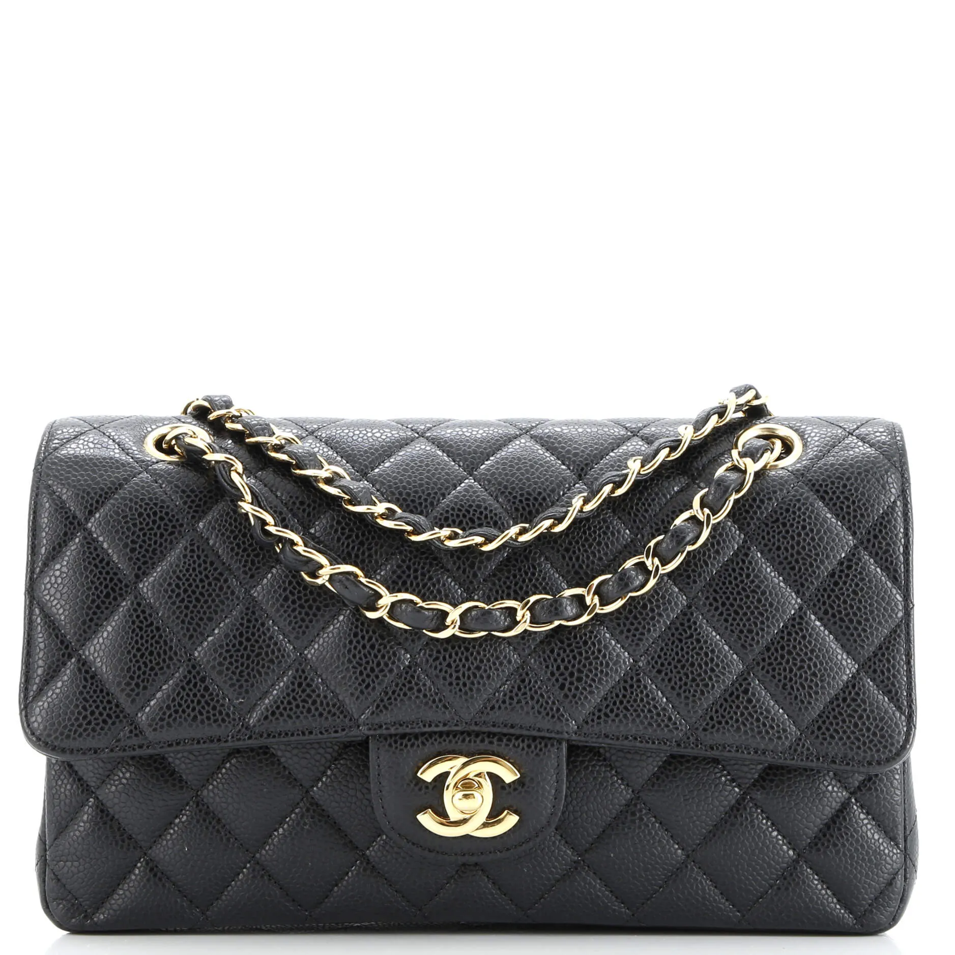 Pre-Loved Chanel Classic Double Flap Bag Quilted Caviar Medium sold by Zulily