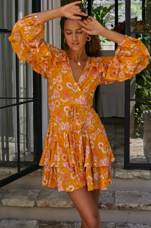 Bali ELF Shayla Ruffle Wrap Mini Dress (Sale) sold by Zulily