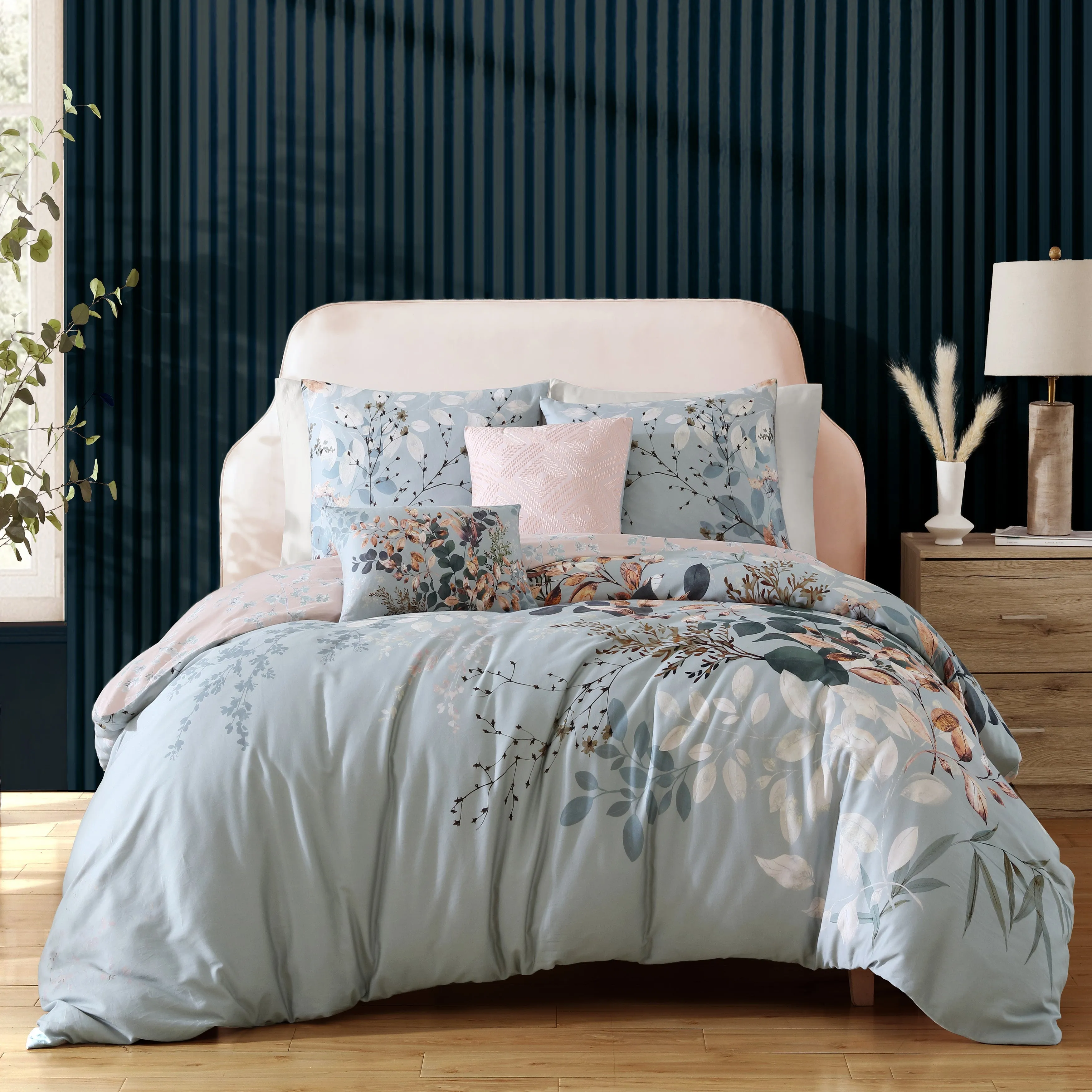 Bebejan Peach Leaves on Sage 5 Piece Reversible Comforter Set sold by Zulily