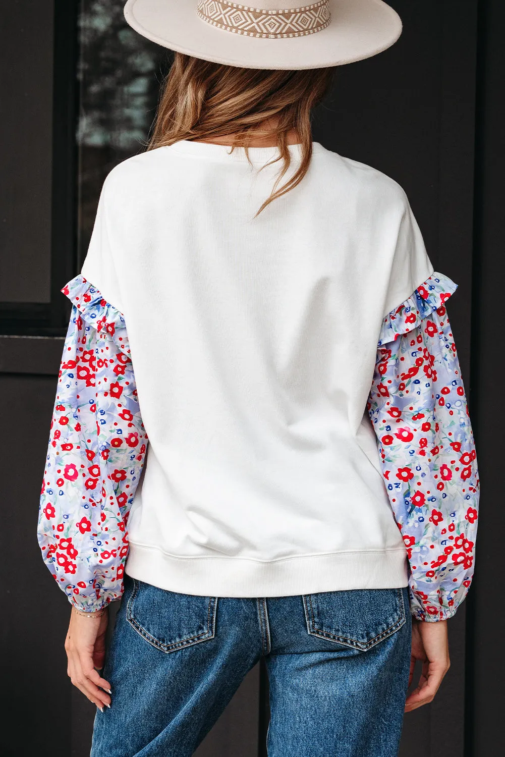 Isabel Floral Ruffled Balloon Sleeve Loose Blouse by Threaded Pear sold by Zulily product image thumbnail 2