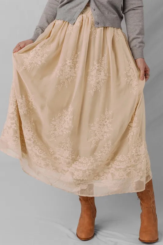 Vivienne Embroidered Mesh Overlay Long Skirt by Threaded Pear sold by Zulily