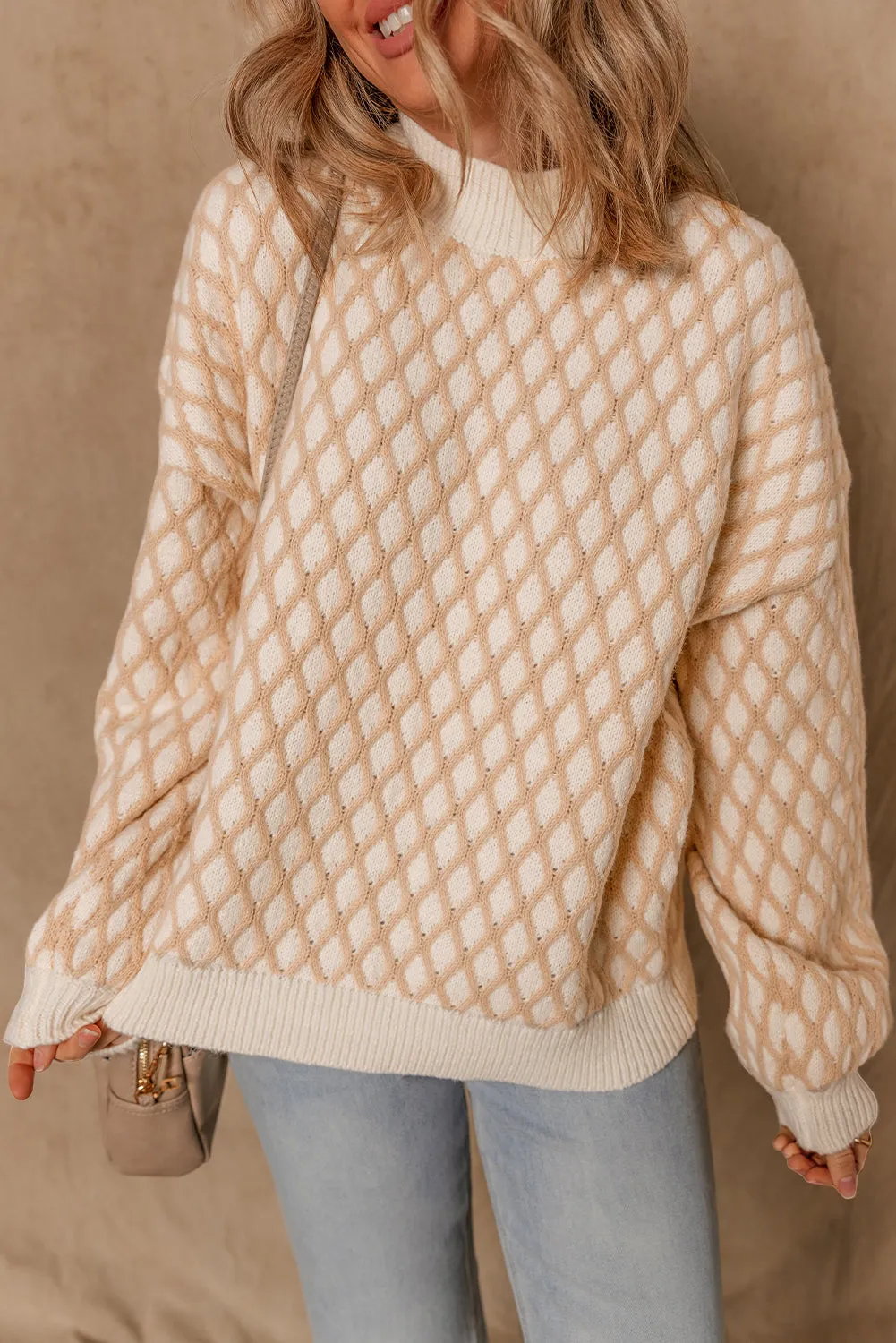 Ximena Rhombus Textured Knit Sweater by Threaded Pear sold by Zulily