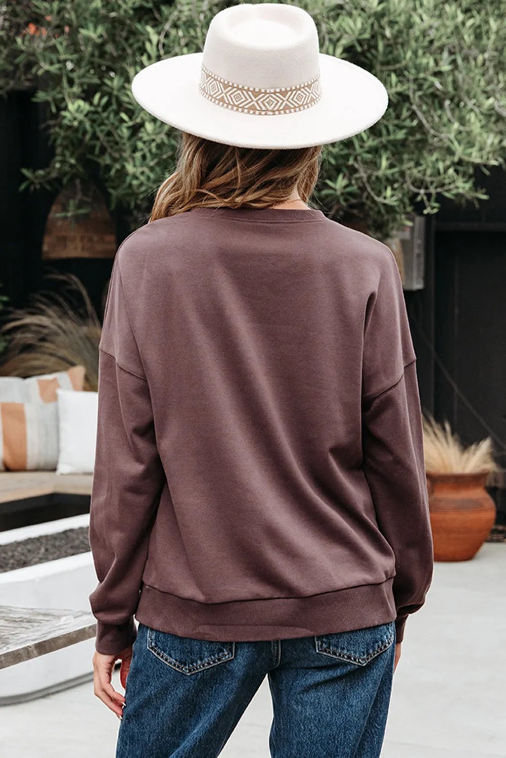 Callie Terry Bow Pattern Drop Shoulder Sweatshirt by Threaded Pear sold by Zulily product image thumbnail 2