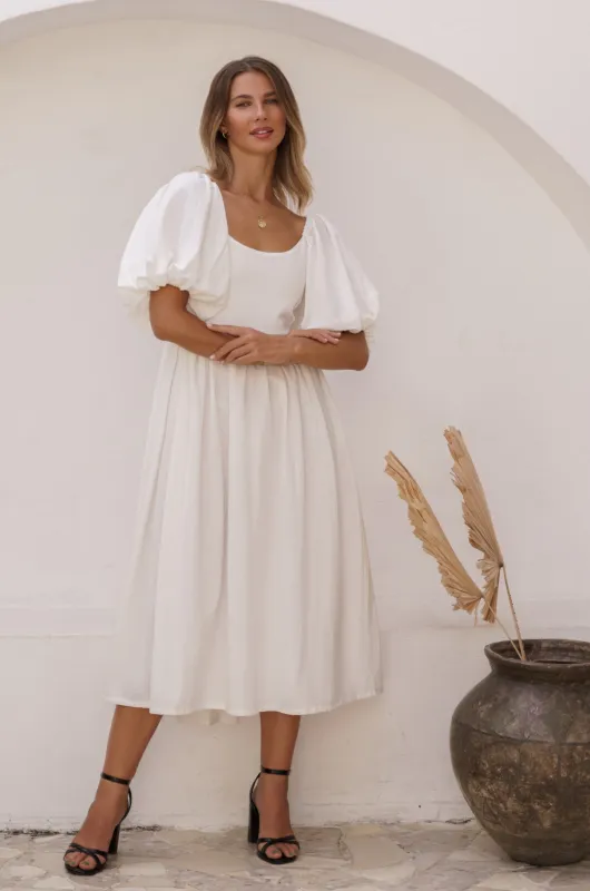 Cherie Puff Sleeve Midi Dress by Bali ELF sold by Zulily