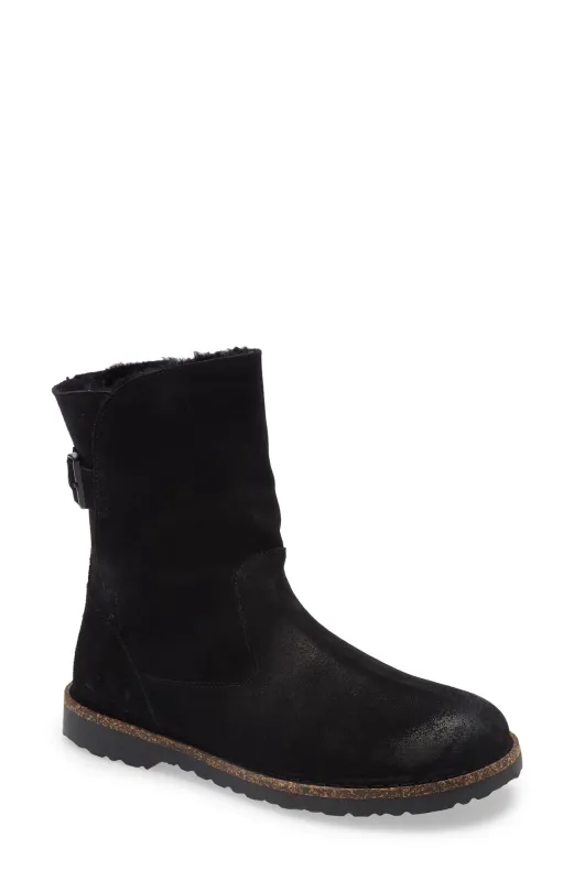 Birkenstock Uppsala Shearling Suede Leather Black made by Birkenstock