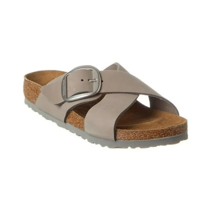 Birkenstock Siena Big Buckle Nubuk Leather Dove Gray sold by Zulily
