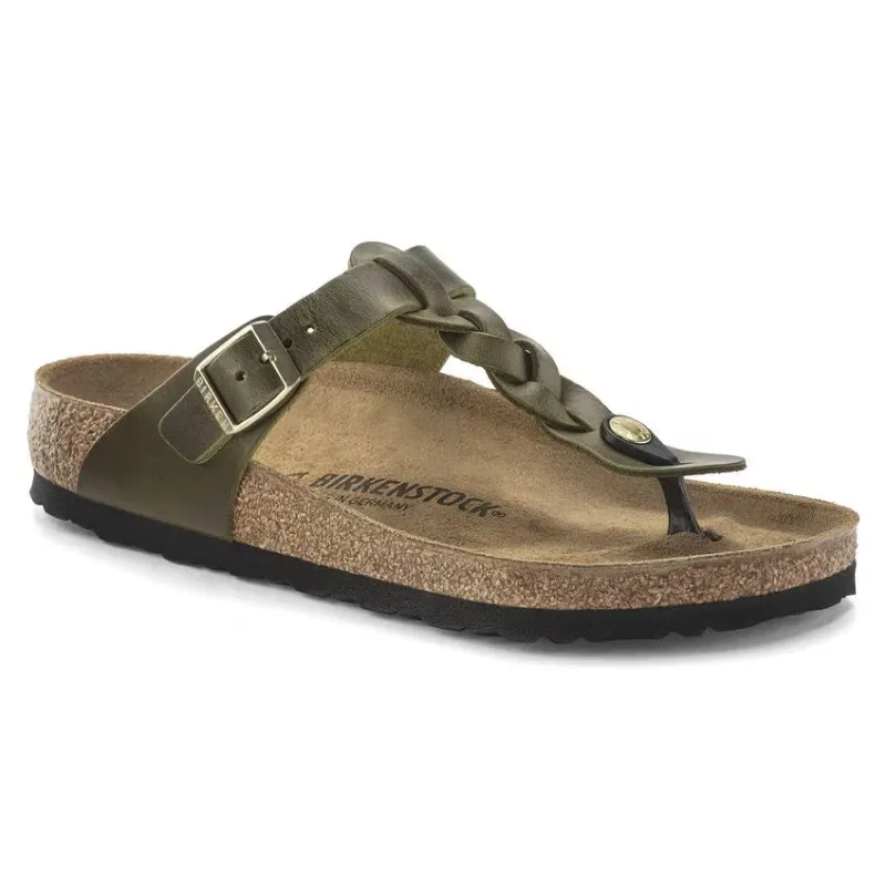 Birkenstock Gizeh Braided Oiled Leather Olive Green sold by Zulily