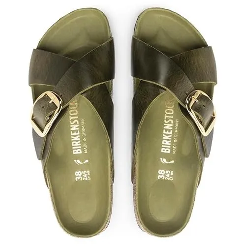Birkenstock Siena Big Buckle Oiled Leather Olive Green sold by Zulily product image thumbnail 3