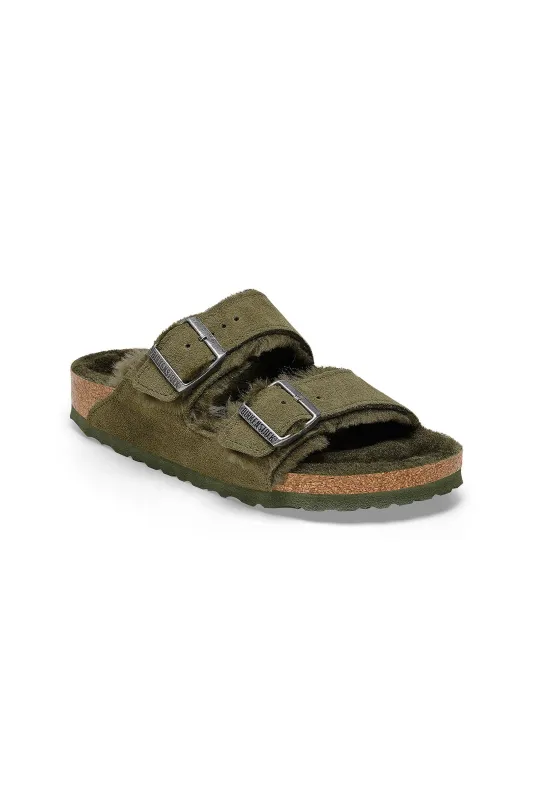 Birkenstock Arizona Shearling Suede Leather Thyme sold by Zulily