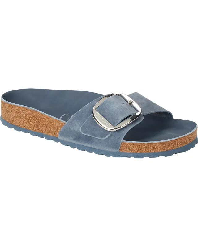 Birkenstock Madrid Big Buckle Natural Leather Oiled Blue sold by Zulily