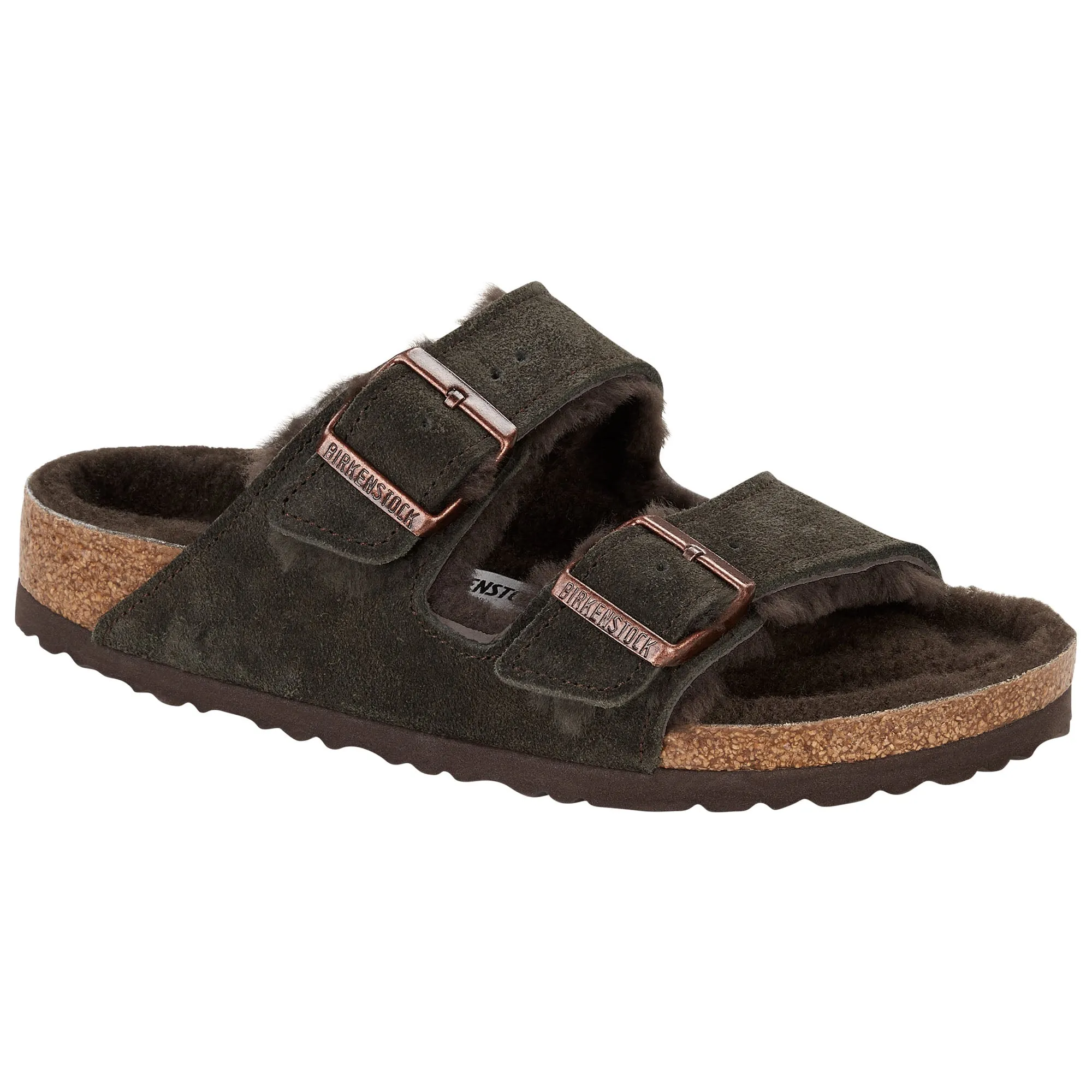 Birkenstock Arizona Shearling Suede Leather Stone Coin sold by Zulily