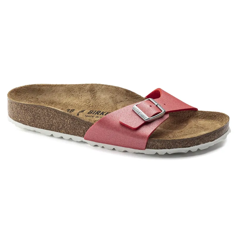 Birkenstock Madrid Birko-Flor Icy Metallic Poppy sold by Zulily
