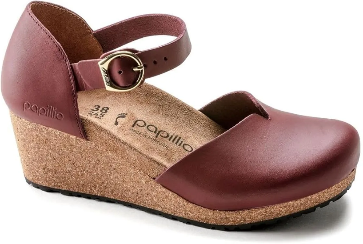 Birkenstock Mary Leather Wine sold by Zulily