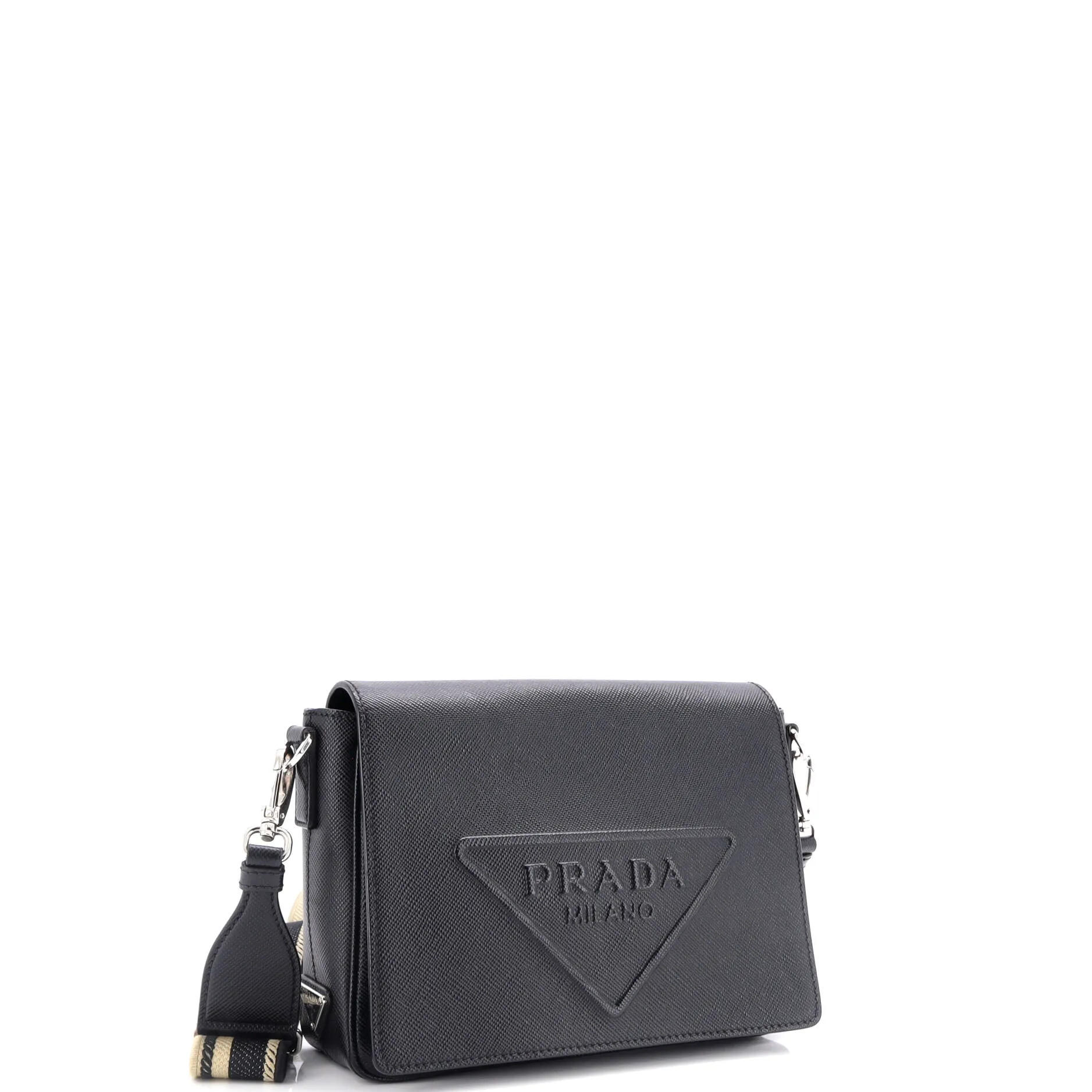 Pre-Loved Prada Triangle Logo Flap Crossbody Bag Embossed Saffiano Leather Small sold by Zulily product image thumbnail 2