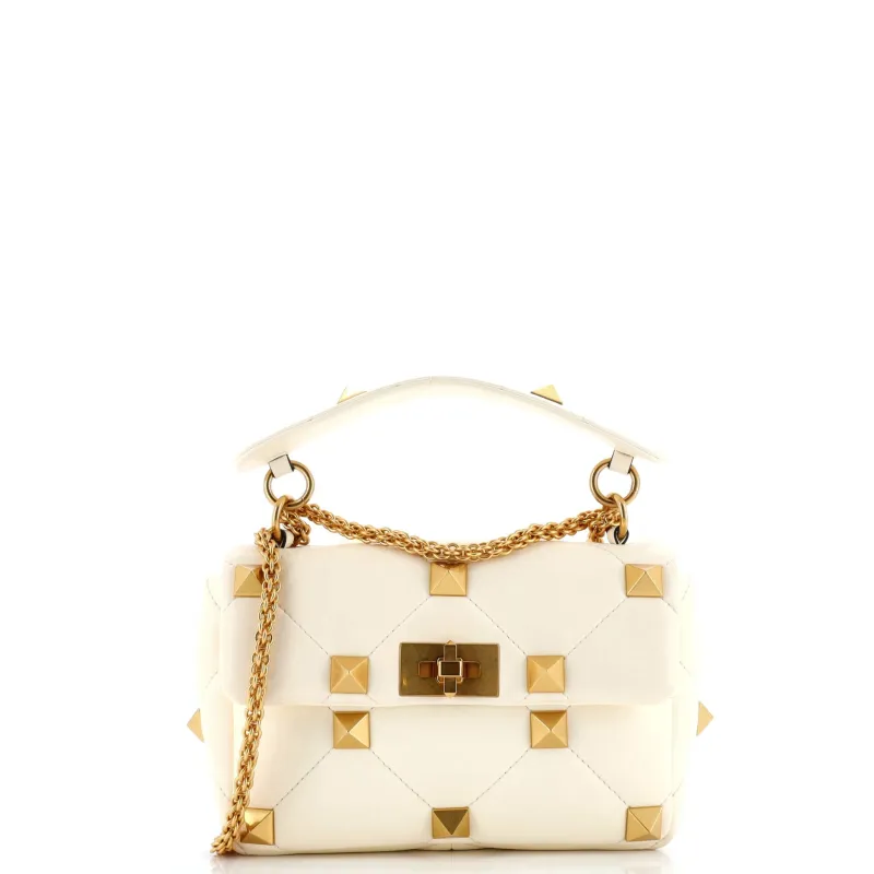 Pre-Loved Valentino Roman Stud Flap Bag Quilted Leather Medium sold by Zulily