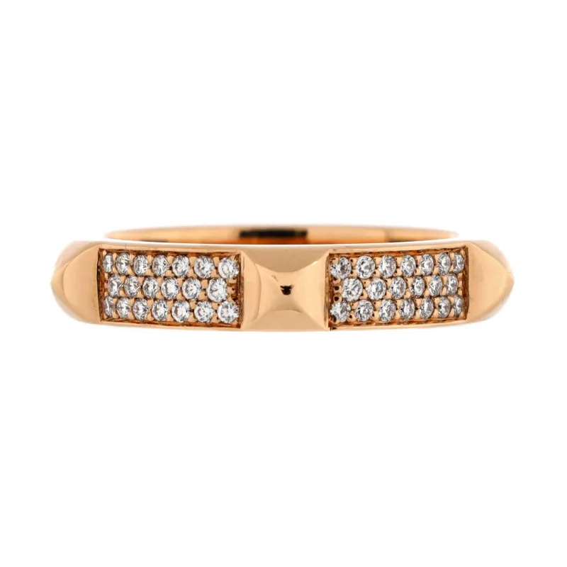 Pre-Loved Hermes Clou d'H Ring 18K Rose Gold with Diamonds sold by Zulily