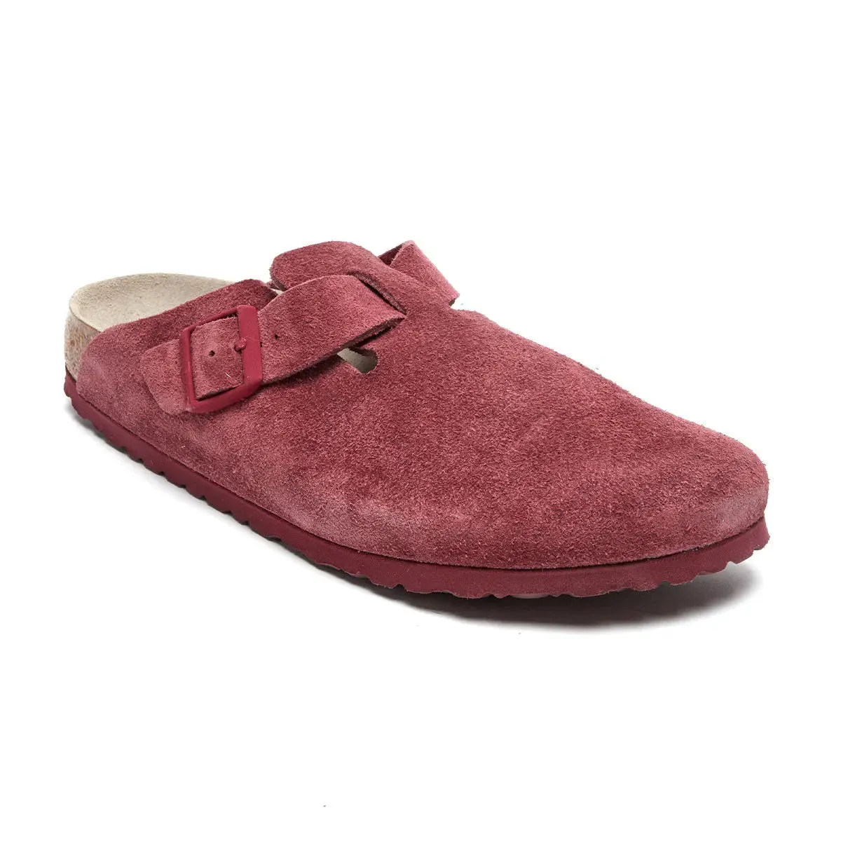 Birkenstock Boston Soft Footbed Suede Leather Maroon Clogs sold by Zulily